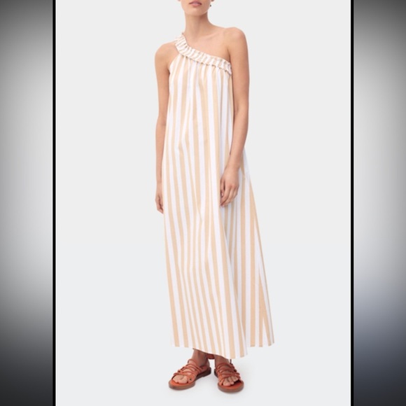 BIRD & KNOLL
Donatella One-shoulder Cotton Maxi Dress In Sand, size small - Picture 1 of 6